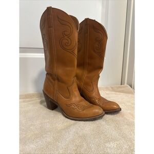 Vintage Western Dingo Boots Leather Heeled Rodeo Embroidered Cowboy Women's SZ 7